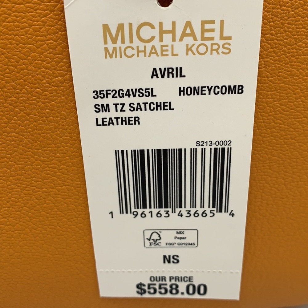 MICHAEL KORS AVRIL SMALL TOP ZIP SATCHEL CROSSBODY BAG HONEYCOMB COLOR - Picture 14 of 14